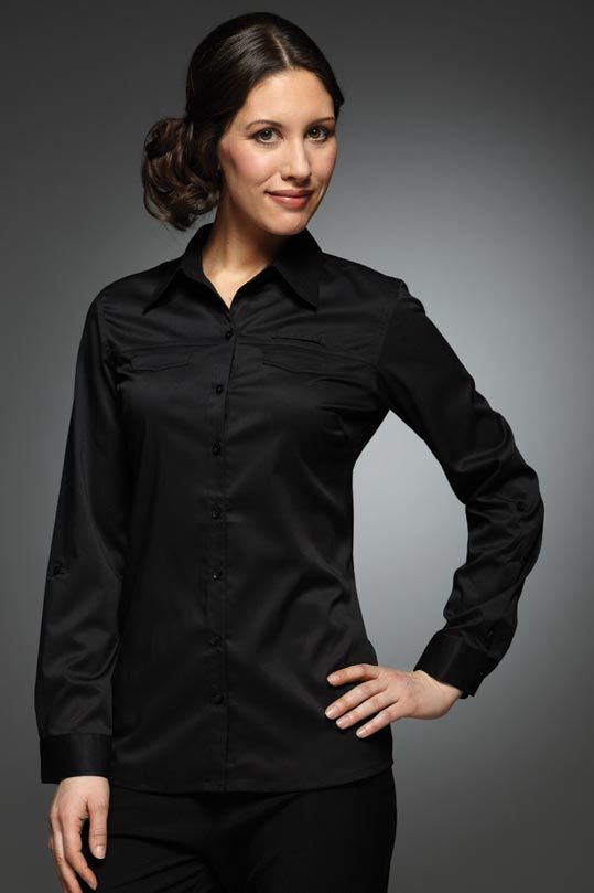 ladies black work shirt