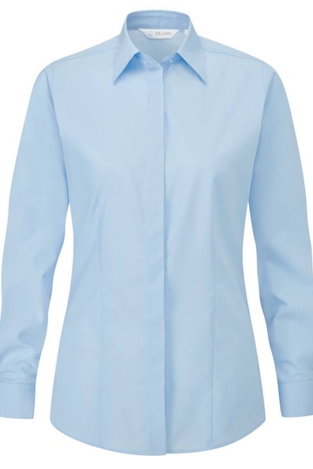 Classic Fly Front Long Sleeve Blouse