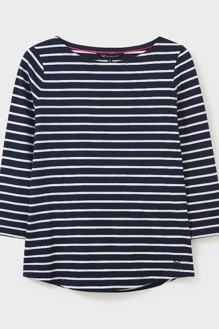 Crew clothing -Navy/White Stripe ESSENTIAL COTTON BRETON